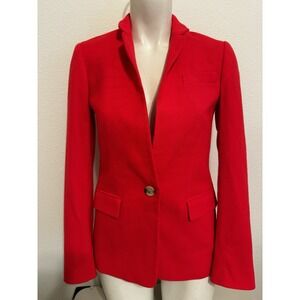 $198 New J Crew bohemian Bright red Regent wool blend blazer jacket B0323 0